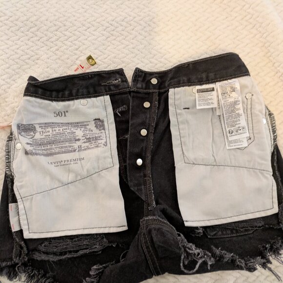 Levi's Premium 501 Cutoff Shorts XX Black Wash w/Button Fly & Blank Tab sz 26 - Picture 6 of 13